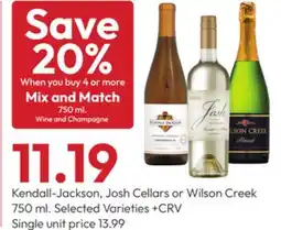 Stater Bros Kendall-Jackson, Josh Cellars or Wilson Creek offer