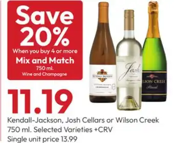 Stater Bros Kendall-Jackson, Josh Cellars or Wilson Creek offer