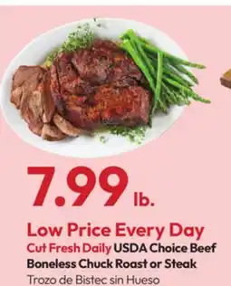 Stater Bros USDA Choice Beef Boneless Chuck Roast or Steak offer
