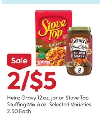 Stater Bros Heinz Gravy 12 oz. jar or Stove Top Stuffing Mix 6 oz offer