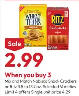 Stater Bros Nabisco Snack Crackers or Ritz offer