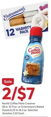 Stater Bros Nestlé Coffee Mate Creamer 28 or 32 fl oz. or Entenmann's Baked Goods 8.25 to 18.5 oz offer