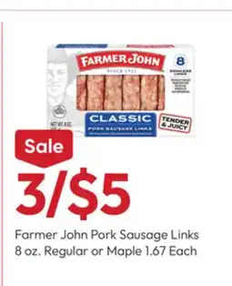 Stater Bros Farmer John Pork Sausage Links offer