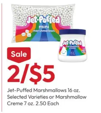 Stater Bros Jet-Puffed Marshmallows 16 oz. Selected Varieties or Marshmallow Creme 7 oz offer