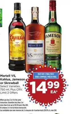 Food 4 Less Martell VS, Kahlua, Jameson or Skrewball offer