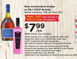 Ralphs New Amsterdam Vodka or E&J VSOP Brandy offer