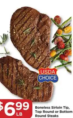 Food 4 Less Boneless Sirloin Tip, Top Round or Bottom Round Steaks offer