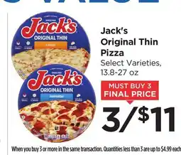 Food 4 Less Jack's Original Thin Pizza offer