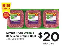 Ralphs Simple Truth Organic 85% Lean Ground Beef offer