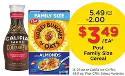 Ralphs Post Family Size Cereal offer
