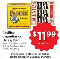 Ralphs Pacifico, Lagunitas or Happy Dad offer