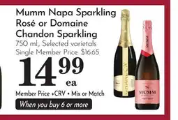 Pavilions Mumm Napa Sparkling Rosé or Domaine Chandon Sparkling offer