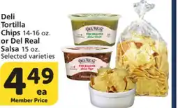 Albertsons Deli Tortilla Chips 14-16 oz. or Del Real Salsa 15 oz offer