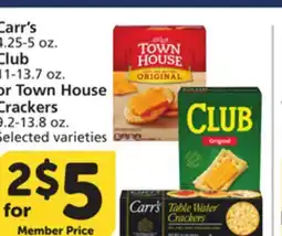 Albertsons Carr's 4.25-5 oz. Club 11-13.7 oz. or Town House Crackers 9.2-13.8 oz offer