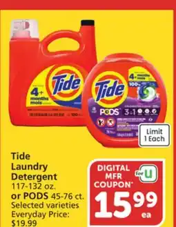 Albertsons Tide Laundry Detergent 117-132 oz. or PODS 45-76 ct offer