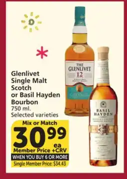 Albertsons Glenlivet Single Malt Scotch or Basil Hayden Bourbon offer