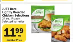 Albertsons JUST Bare Lightly Breaded Chicken Selections offer