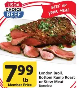 Albertsons London Broil, Bottom Rump Roast or Stew Meat offer