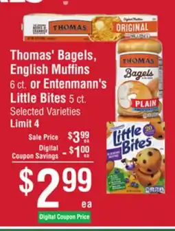 Smart & Final Thomas' Bagels, English Muffins or Entenmann's Little Bites offer