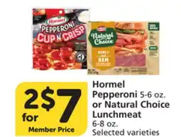 Vons Hormel Pepperoni 5-6 oz. or Natural Choice Lunchmeat 6-8 oz offer