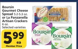 Vons Boursin Gourmet Cheese Spread 5.2-5.3 oz. or La Panzanella Artisan Crackers 6 oz offer