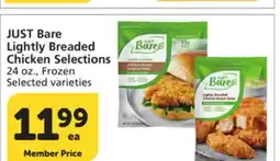 Vons JUST Bare Lightly Breaded Chicken Selections offer