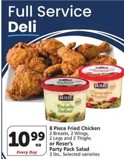 Vons 8 Piece Fried Chicken 2 Breasts, 2 Wings, 2 Legs and 2 Thighs or Reser's Party Pack Salad 3 lbs offer