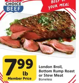 Vons London Broil, Bottom Rump Roast or Stew Meat offer