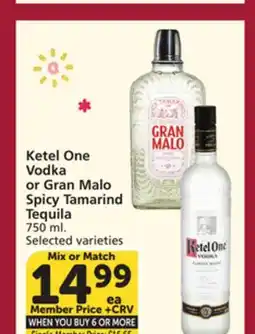 Vons Ketel One Vodka or Gran Malo Spicy Tamarind Tequila offer
