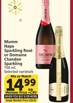 Vons Mumm Napa Sparkling Rosé or Domaine Chandon Sparkling offer
