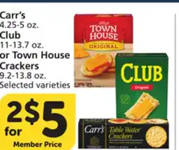 Vons Carr's 4.25-5 oz. Club 11-13.7 oz. or Town House Crackers 9.2-13.8 oz offer