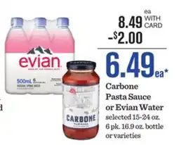 Mariano's Carbone Pasta Sauce or Evian Water offer