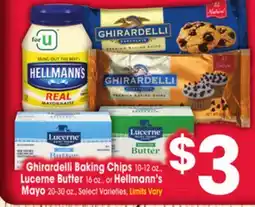Jewel-Osco Ghirardelli Baking Chips 10-12 oz.,Lucerne Butter 16 oz., or Hellmann's Mayo 20-30 oz offer