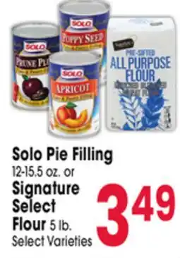 Jewel-Osco Solo Pie Filling 12-15.5 oz. or Signature Select Flour 5 lb offer