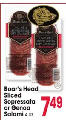 Jewel-Osco Boar's Head Sliced Sopressata or Genoa Salami offer