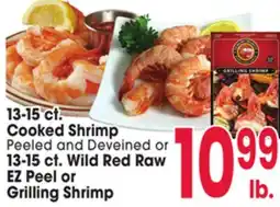 Jewel-Osco Cooked Shrimp Peeled and Deveined, 13-15 ct. or Wild Red Raw EZ Peel or Grilling Shrimp, 13-15 ct offer