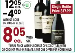 Jewel-Osco Rodney Strong 750 ml., Sonoma Merlot or Cabernet, Russian River Pinot Noir offer