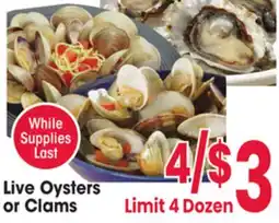 Jewel-Osco Live Oysters or Clams offer