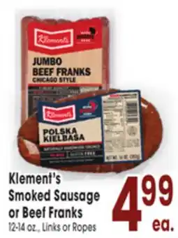 Jewel-Osco Klement's Smoked Sausage offer