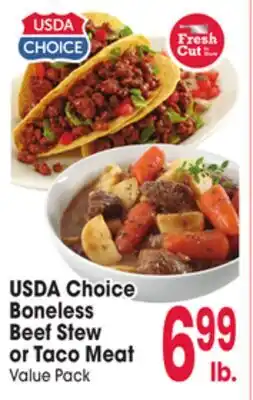 Jewel-Osco USDA Choice Boneless Beef Stew or Taco Meat offer