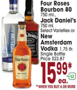 Jewel-Osco Four Roses Bourbon 80 750 ml., Jack Daniel's 750 ml. New Amsterdam Vodka 1.75 ltr offer