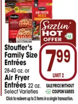 Jewel-Osco Stouffer's Family Size Entrées 28-40 oz. or Air Fryer Entrées 22 oz offer