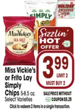 Jewel-Osco Miss Vickie's or Frito Lay Simply Chips offer