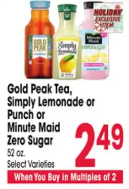 Jewel-Osco Gold Peak Tea, Simply Lemonade or Punch or Minute Maid Zero Sugar offer