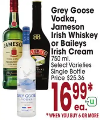Jewel-Osco Grey Goose Vodka, Vodka, Jameson Irish Whiskey Irish Whiskey or Baileys or Baileys Irish Cream offer