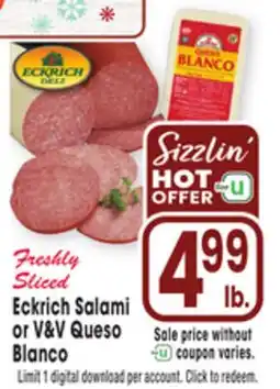 Jewel-Osco Eckrich Salami or V&V Queso Blanco offer