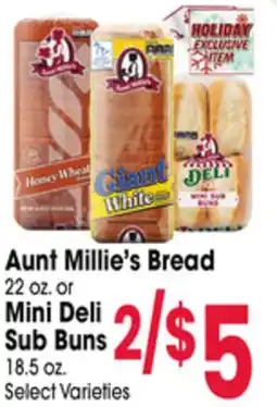 Jewel-Osco Aunt Millie's Bread 22 oz. or Mini Deli Sub Buns 18.5 oz offer