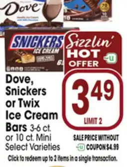 Jewel-Osco Dove, Snickers or Twix Ice Cream Bars offer