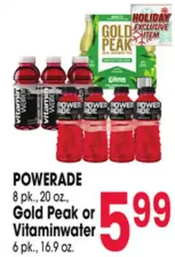 Jewel-Osco POWERADE 8 pk., 20 oz., Gold Peak or Vitaminwater 6 pk., 16.9 oz offer