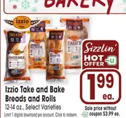 Jewel-Osco Izzio Take and Bake Breads and Rolls offer